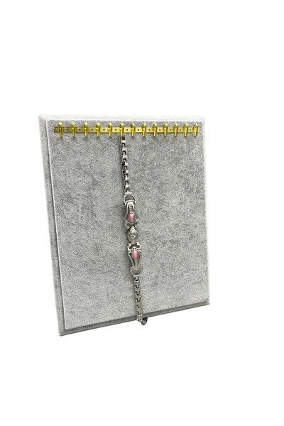 MeGass Dekor Domestic Production Suede Fabric Gray Color 20/16 cm Standing Hook Bracelet Display Stand