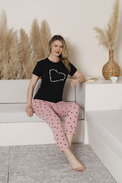 sleeproom Summer Heart Patterned Short Sleeve Women's Pajama Set