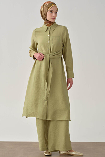 Tuğba Kemerli Tunik Pantolon Takım - Olive