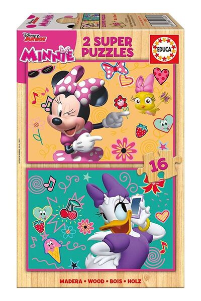 Educa Puzzle إيدوكا 2×16 قطعة من لعبة الألغاز الخشبية ميني هابي هيلبرز