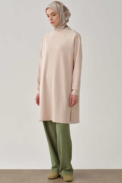 Tuğba Cepli Boru Paça Örme Pantolon - Mint