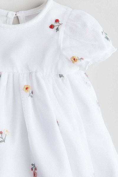 H&M Embroidered tulle bodysuit dress
