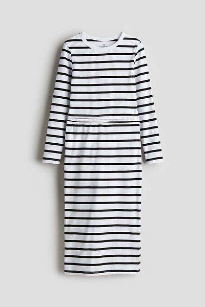 H&M 2-piece Ribbed Top And Skirt Set