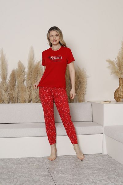 FAMES PİJAMA Summer Suprem Vine Pattern Women's Pajama Suit