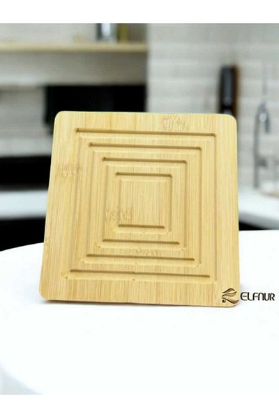 elfnur Square Bamboo Trivet – Heat Resistant Wooden Pot and Pan Mat, Non-Slip Base