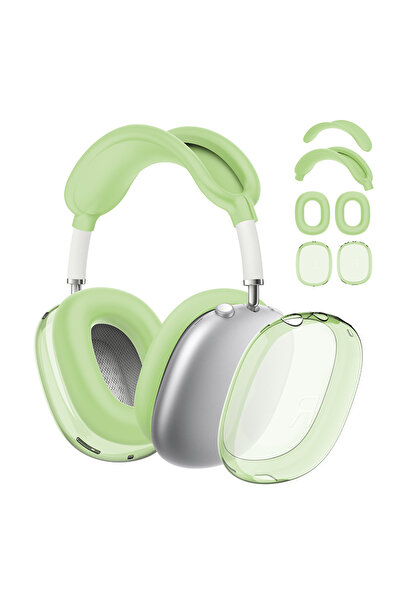 ALLOYSEED غطاء شفاف من السيليكون والبولي يوريثين الحراري 4 في 1 باللون الأخضر، مقاوم للصدمات، وسائد أذن، وأغطية أذن، وغطاء عصابة رأس، ووسادة أذن/