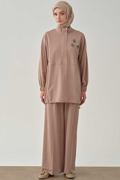 Tuğba Bol Paça Bel Lastikli Pantolon - Camel