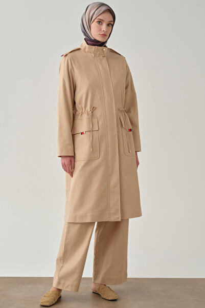 Tuğba Renkli Grogren Detaylı Kap - Bej