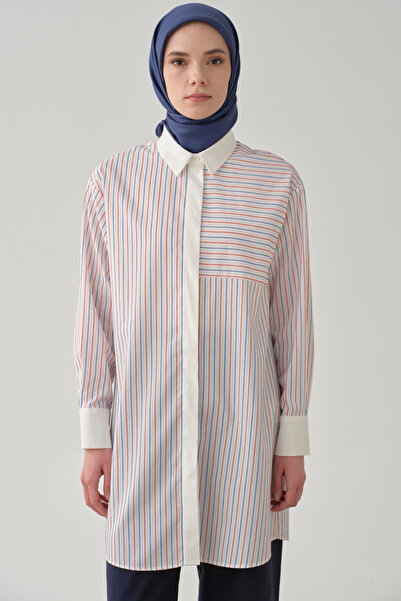 Tuğba Roba Kesikli Çizgili Tunik - Kırmızı