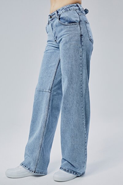 geenz manifacture Women's Bagfi Legging High Waist Adjustable Buckle Snow Blue Widge Pantalon