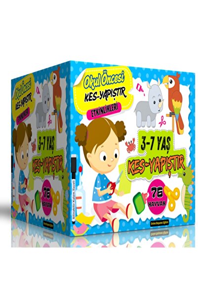 Enine Boyuna Eğitim Okul Öncesi KES-YAPIŞTIR Etkinlikleri Seti (76 Hayvan)
