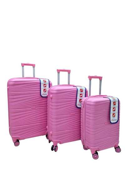 Laguna Öntan Silikon Kırılmaz 3'lü Set Pembe Valiz
