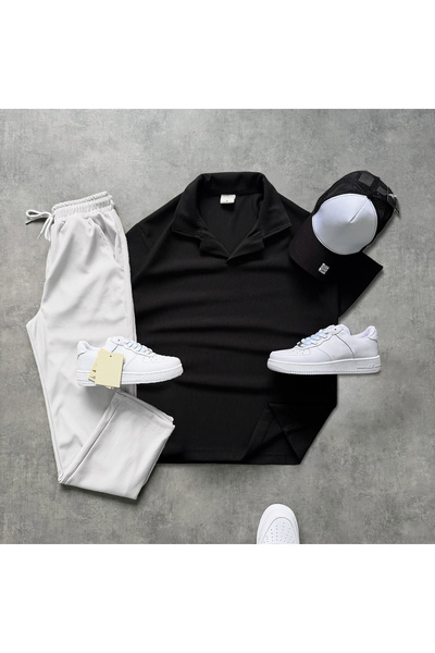 viperkombin Men's Corduroy T-Shirt and Trousers 2 Piece Set Summer