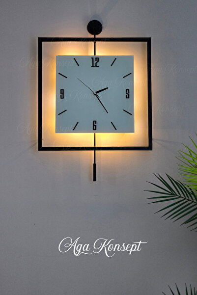 AGA KONSEPT Led'li Siyah Quadro KARE Kristal Orta Boy, Modern Dekoratif Sarka...