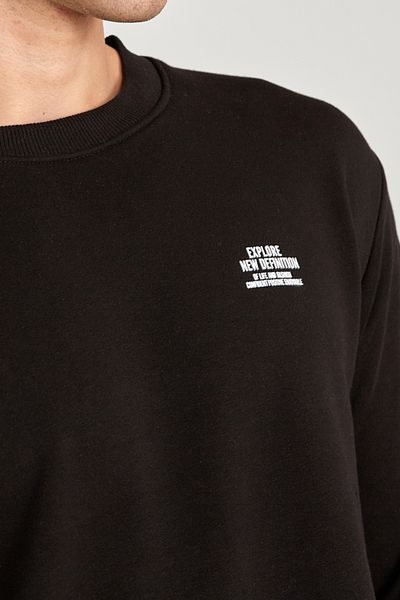 WERRONİ Men's Black Oversize Printed Sweatshirt