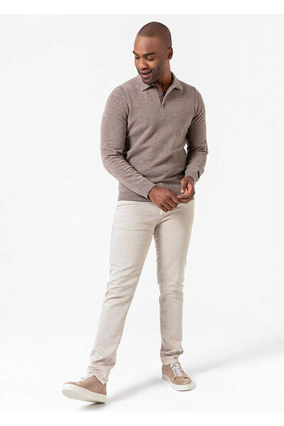 Boris Becker Vizon Renk Kaşmirli Polo Yaka Triko Kazak