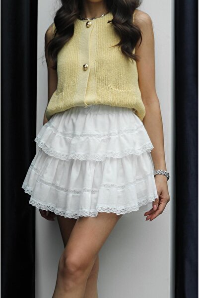 Havoş Fusta de tranziție din dantelă ecru