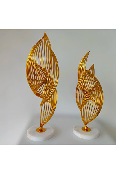 Yaren Style Gold 2 Li Set Helezyon Spiral Dekoratif Ürün Mermer Tabakalı Şık ...