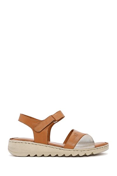 Derimod Women's Tan Ankle Strap Comfort Leather Sandals 25Sfd 410418