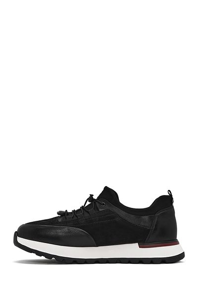 Derimod Men's Black Lace-Up Leather Sneaker 25Sfd 641114