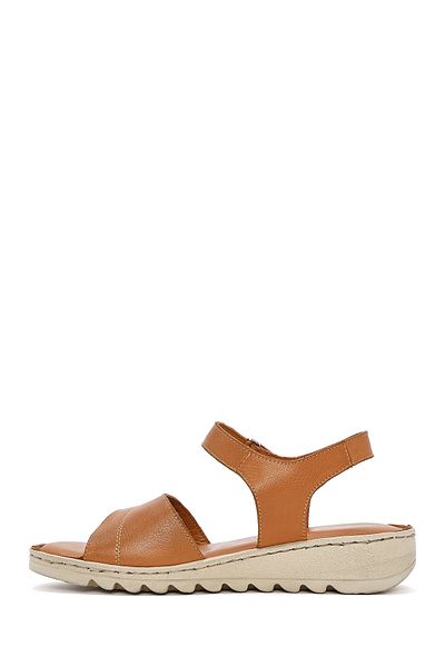 Derimod Women's Tan Ankle Strap Comfort Leather Sandals 25Sfd 410418
