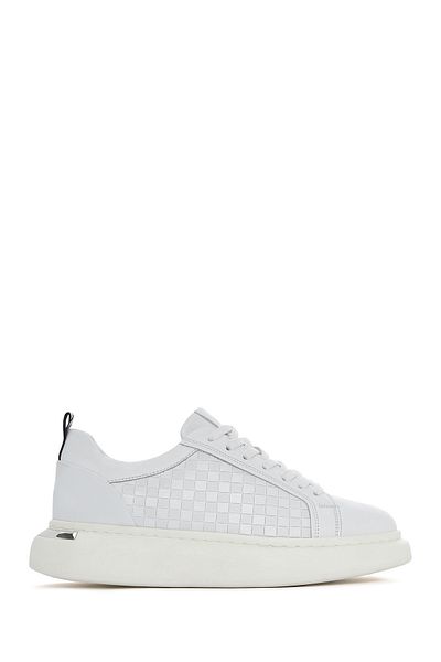 Derimod Men's White Lace-Up Thick Sole Leather Sneaker 25Sfd 641418