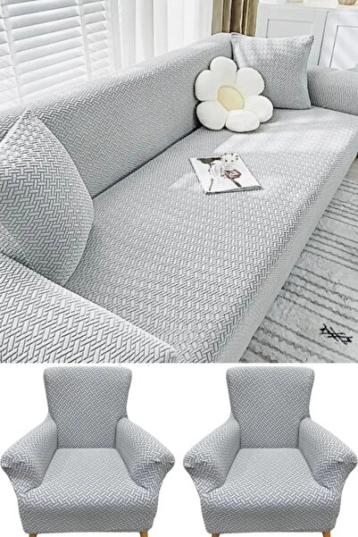 Hacer Tuğla Desen Koltuk Örtüsü Lastikli Kayma Yapmayan 3 3 1 1 takım Çekyat ...