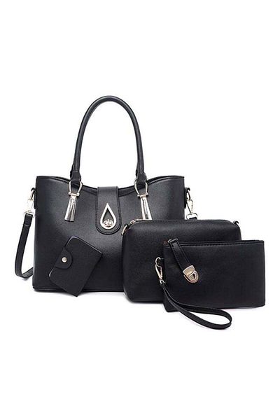 Generic Sharpdo Set Of 4 Solid Bag For Ladies 2078 Black