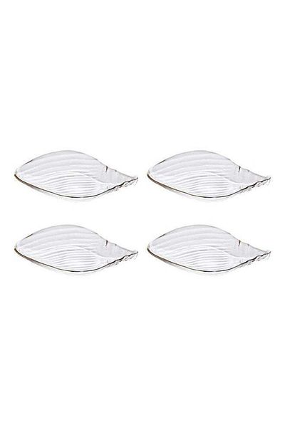 Generic أطباق زجاجية شفافة من شور، 4 قطع، 25×19×3.1 سم