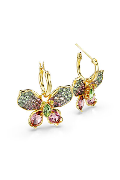Swarovski Idyllia Damla Küpeler, Karışık Kesimler, Pavé, Kelebek, Çok Renkli, Altın Rengi Kaplama