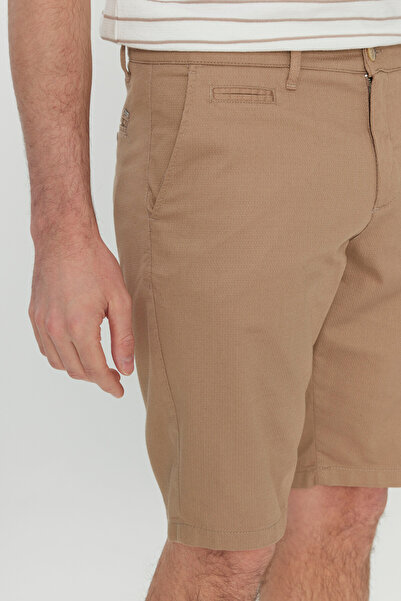 ALTINYILDIZ CLASSICS Erkek Vizon Slim Fit Dar Kesim Yan Cepli Gofre Desenli Şort