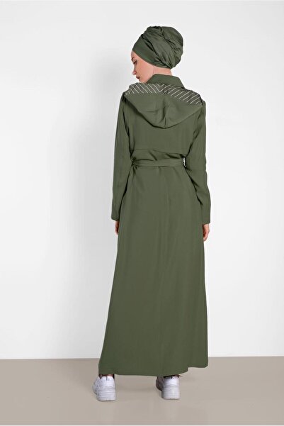 Alvina 1453 Model Concealed Buttoned and Hooded Top Coat