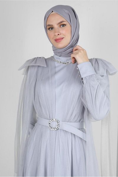 Alvina BELTED TOWEL DETAILED EVENING DRESS 50305