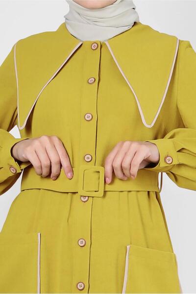 Alvina YAKA DETAYLI KEMERLİ CEPLİ TUNİK 43907