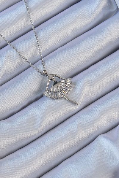 Skygo 316L Steel Chain Silver Color Zircon Stone Ballerina Necklace - Tj-Bko9112