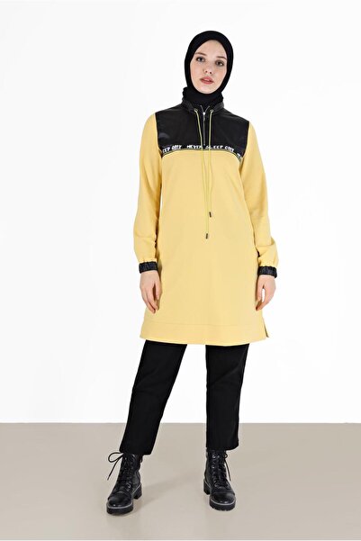 Alvina Tunica de trening cu imprimeu text detaliat din piele - 42175