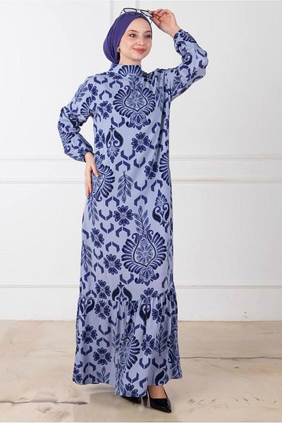 TRENDTESETTÜR Γυναικείο φόρεμα Blue Deensenli T 5874