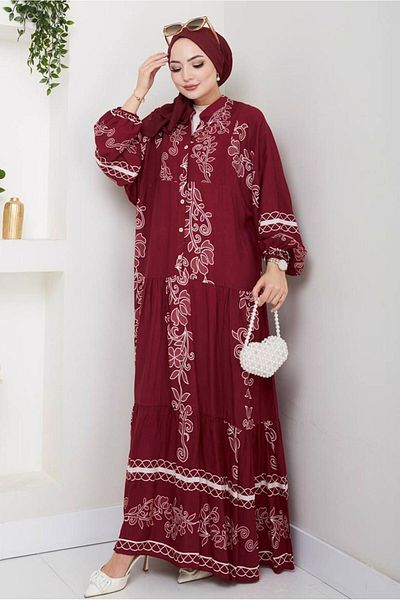 TRENDTESETTÜR ΓΥΝΑΙΚΕΙΟ ΦΟΡΕΜΑ ΜΕ ΣΧΕΔΙΟ ΜΠΟΡΝΤΟ T 8558