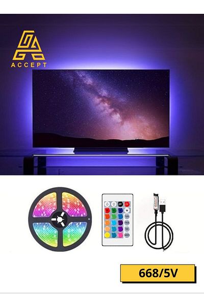 Generic شريط إضاءة LED متعدد الألوان مع جهاز تحكم عن بعد، يعمل بمنفذ USB، مناسب للتلفزيون، أو الكمبيوتر المكتبي، أو ديكور حوض السمك، بطول 5 أمتار