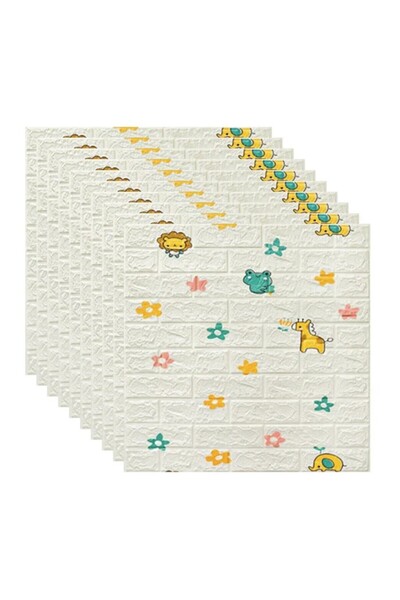 Flippy Σετ 10 πλακιδίων ταπετσαρίας 3D, Flippy, 70x77cm, 3mm, πολυαιθυλένιο, τύπος μοτίβου τούβλου, 5,3 τ.μ., λευκό