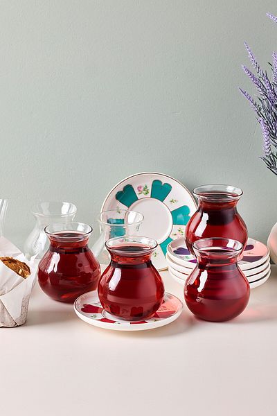 Perotti Beyoglu 12 Piece 6 Personality Glass Tea Set 210 ml