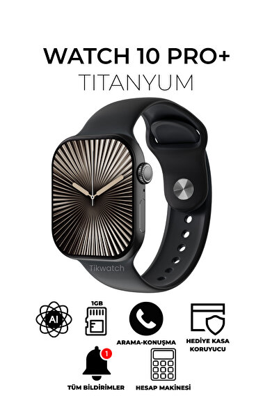 TİKWATCH Watch 10 PRO+ 47mm Titanyum Kasa Akıllı Saat - Amoled Ekranlı | Kord...