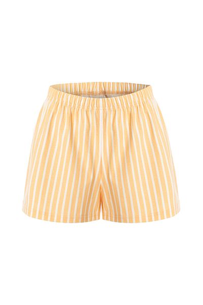 koza iç giyim Women's Cotton Side Tie Gathered Shorts Pajama Set