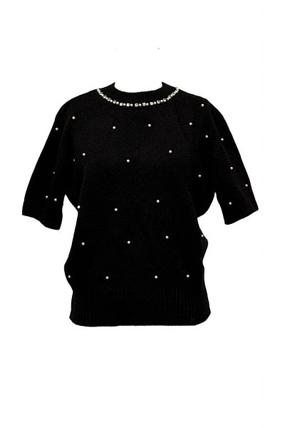Butik Women's Short Sleeved Knitwear with Pearls