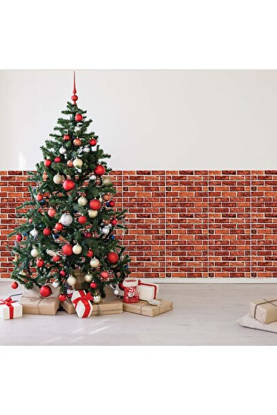 Flippy Set of 10 3D Self-Adhesive Wallpaper Tiles, Brick Imitation, 30x30 cm, Self-Adhesive, Waterproof, Red