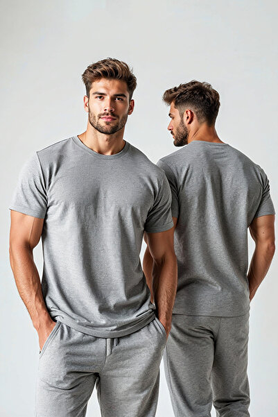 JOLT Bărbați basic Gri simplu tricou Model Nr.: 001
