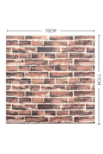 Flippy Set of 10 Flippy 3D Wallpaper Tiles, 70 x 77 cm, 3 mm, Polyethylene, Brick Pattern, 5.3 sq m, Red Brick