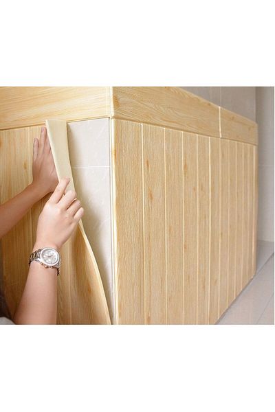 Flippy Set of 10 Flippy 3D Wallpaper Tiles 70x70 cm 3 mm Resin Wood Tile Type 4.9 sq m Cream