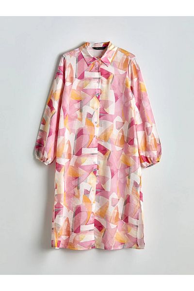 LC Waikiki Lcw Modest Pink Patterned Women's Shirt Tunic