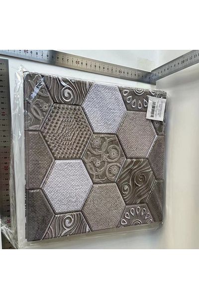 Flippy 10 Placi Tapet Flippy Autocolant 3D Imitatie Marmura Hexagonala Perete Bucatarie 30x30 cm Gri